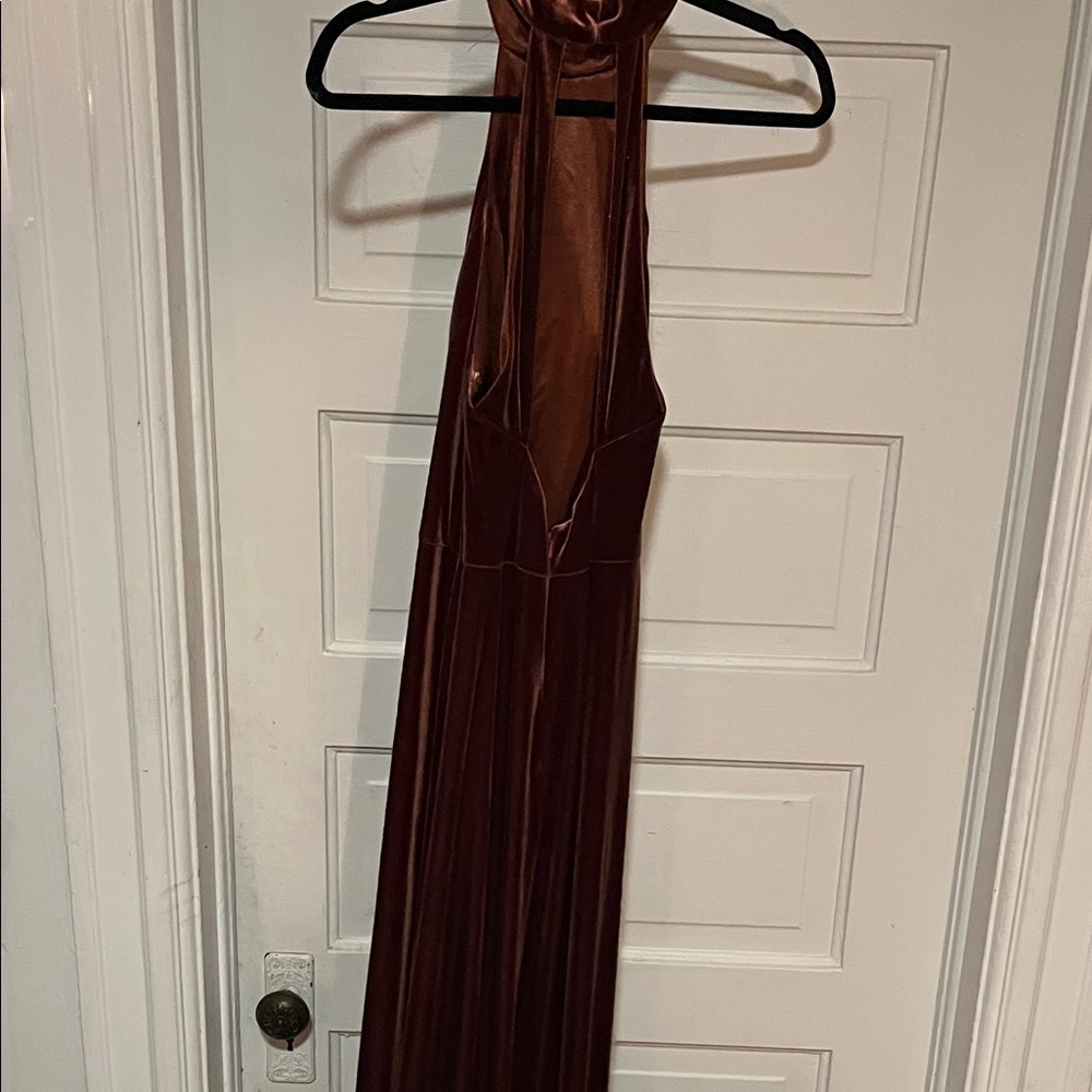 Revelry Rich Brown Satin Dress